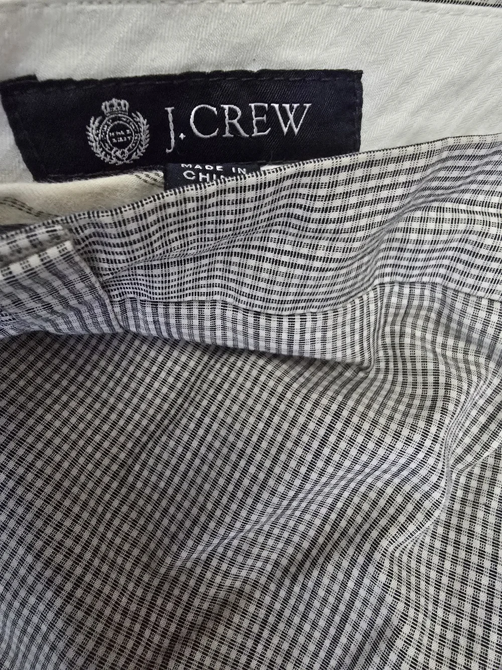 J. Crew Gingham Plaid Micro-Check Gray Shorts Mens Sz 32